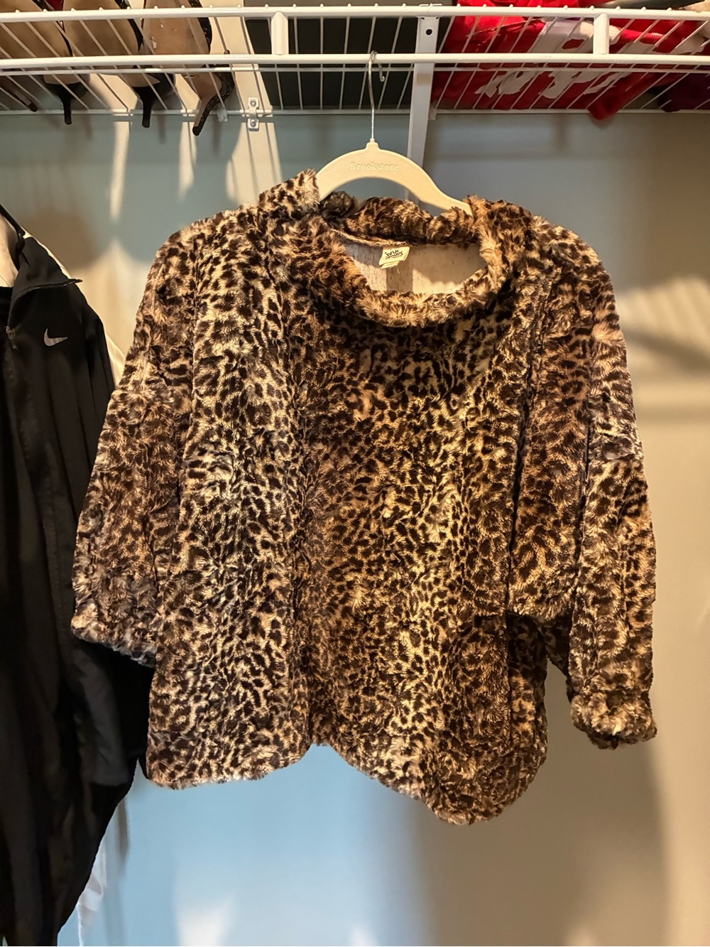 ivy jane Leopard Print Faux Fur Cowl Neck Pullover - Brown